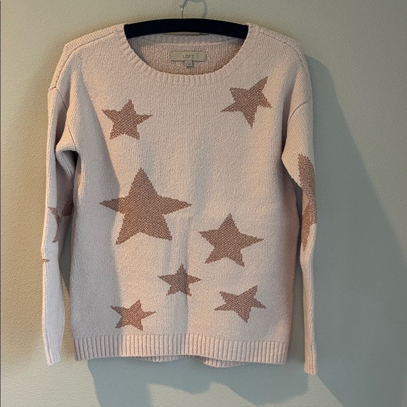 LOFT Sweaters - Super soft light pink Star Patterned Sweater - pink and Gold